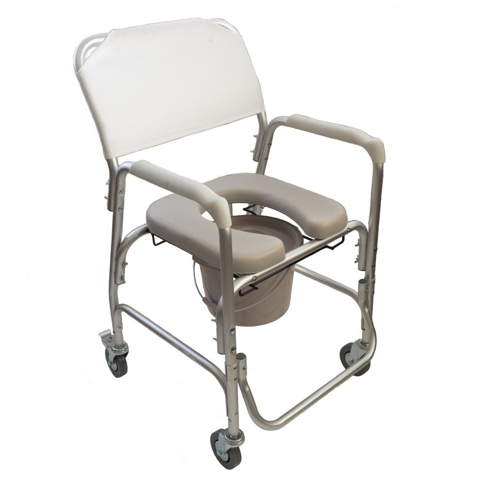 SILLA INODORO DE ALUMINIO CON RUEDAS